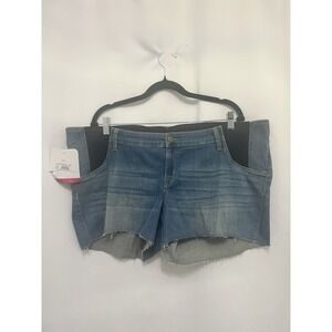New Women's Isabel Maternity Midi Denim Shorts, Expandable Side, Size 18 Summer